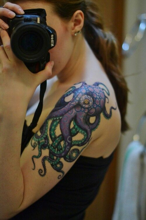 Wonderful Colored Kraken Tattoo