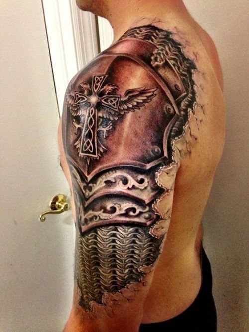 Wonderful Cross Shoulder Tattoo Design