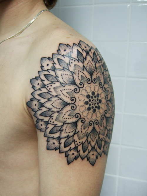 Wonderful Geometric Flower Tattoo Design