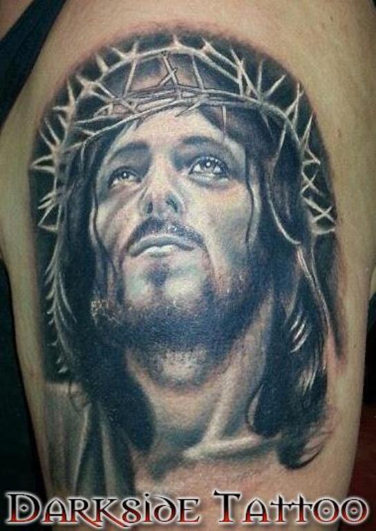Wonderful Jesus Christ Tattoo On Shoulder