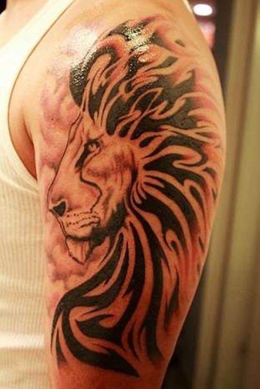 Wonderful Lion Face Tattoo Design