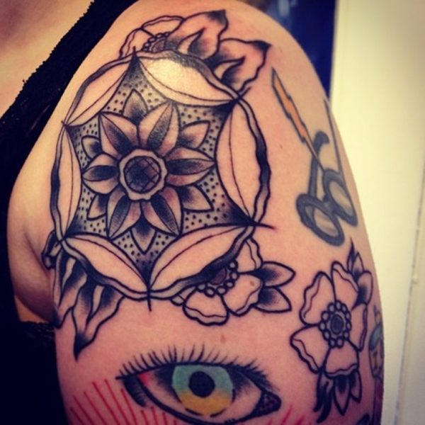 Wonderful Mandala Shoulder Tattoo Design