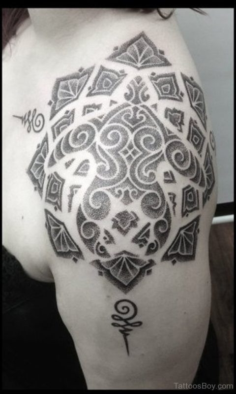 Wonderful Mandala Tattoo Design On Left Shoulder