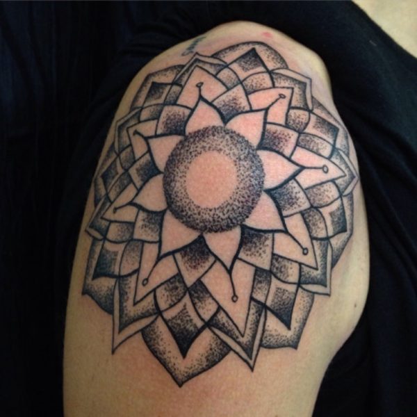 Wonderful Mandala Tattoo Design On Shoulder