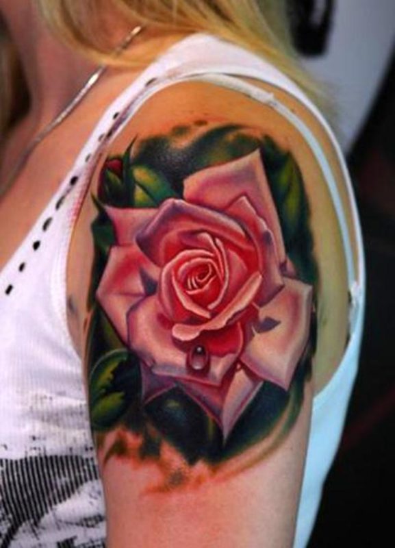 Wonderful Rose Shoulder Tattoo