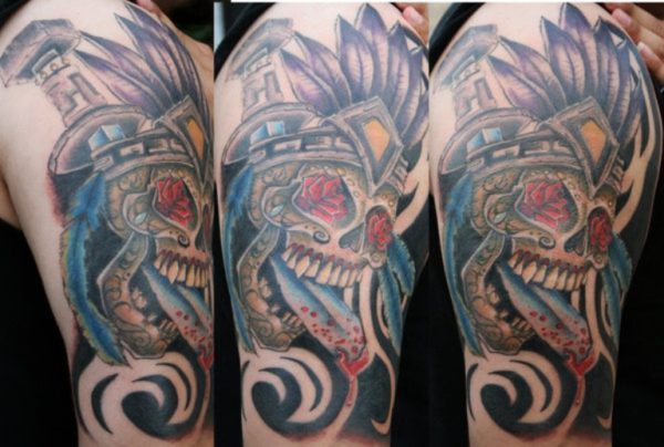 Wonderful Skull Aztec Tattoo