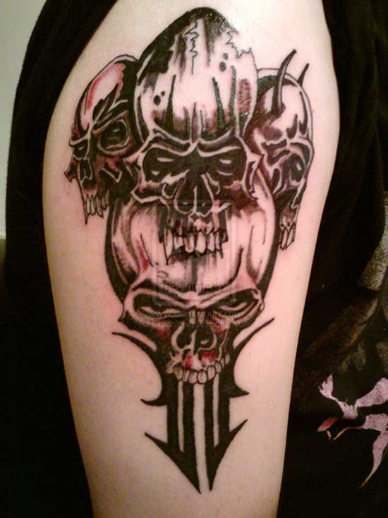 Wonderful Skull Tattoo On Shoulder