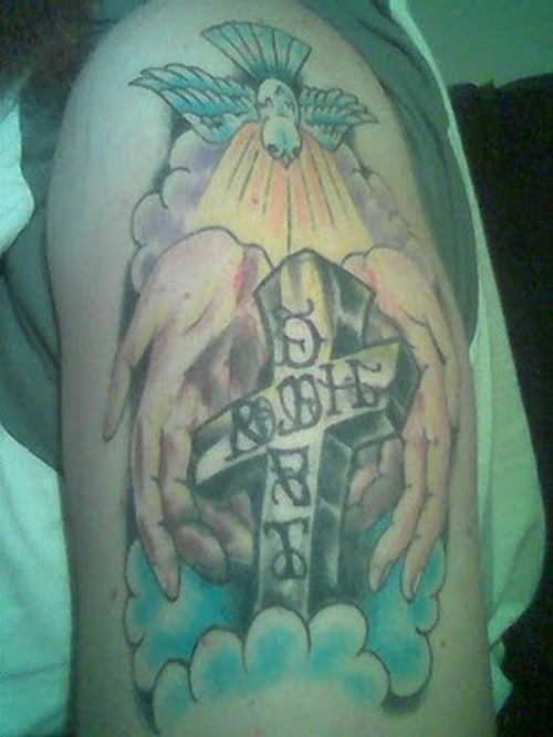 Wonderful Spiritual Tattoo On Shoulder