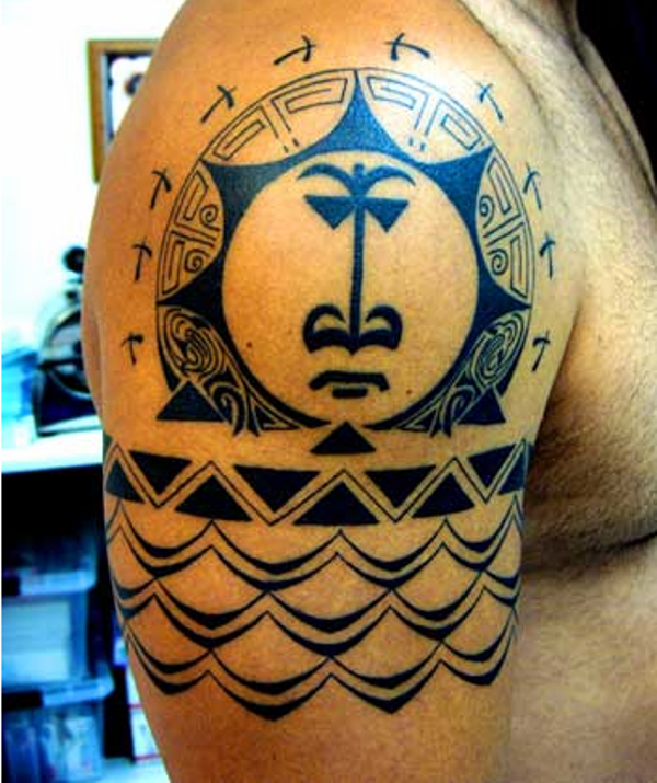 Wonderful Sun Face Tattoo