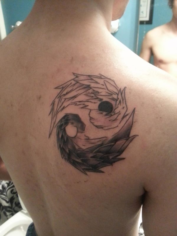 Yin Yang Tattoo On Shoulder