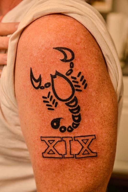 Zodiac Scorpion Tattoo On Shoulder
