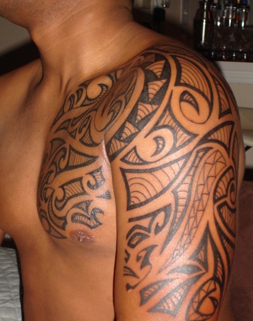 Shoulder With Half Sleeve Tattoo