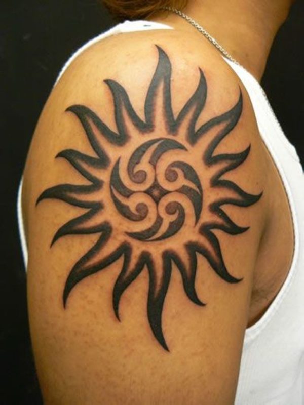Tattoo Shoulder Tribal Sun
