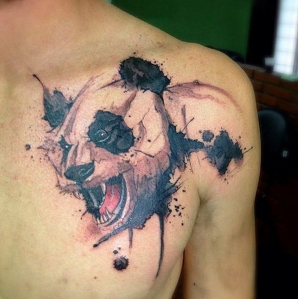 Amazing Panda Shoulder Tattoo