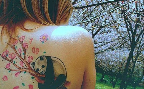 Beautiful Panda Shoulder Tattoo