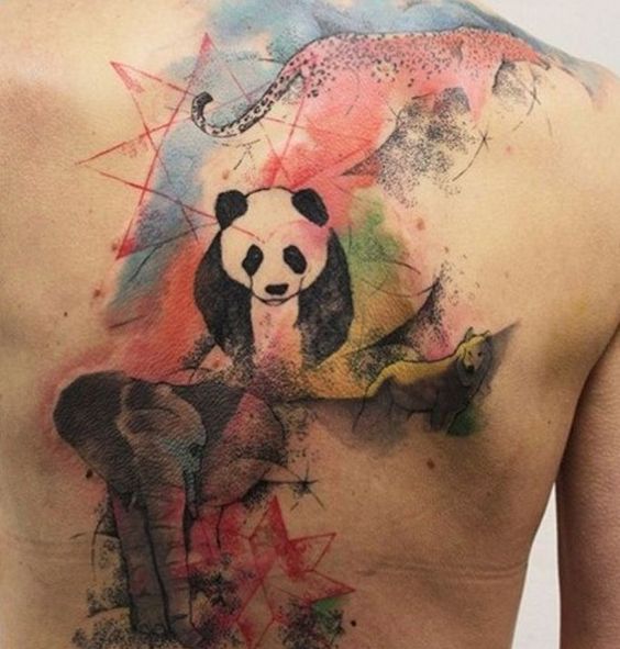 Colored Panda Tattoo Design