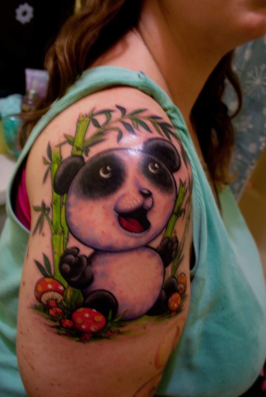 Cute Baby Panda Shoulder Tattoo