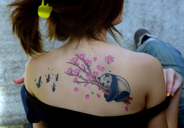 Cute Panda Tattoo On Shoulder Back