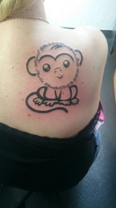 Cute Tiny Monkey Tattoo On Shoulder