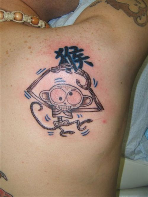 Funny Monkey Tattoo On Shoulder