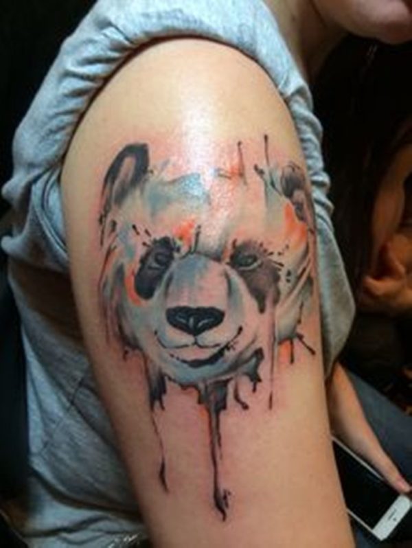 Grey Panda Shoulder Tattoo