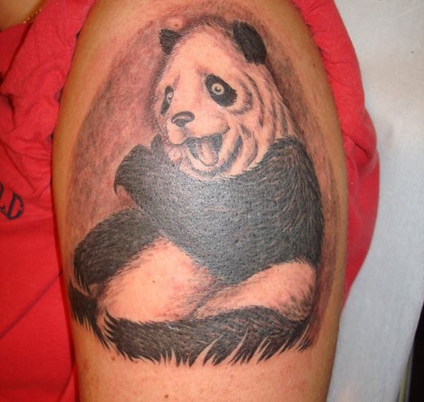 Happy Panda Shoulder Tattoo