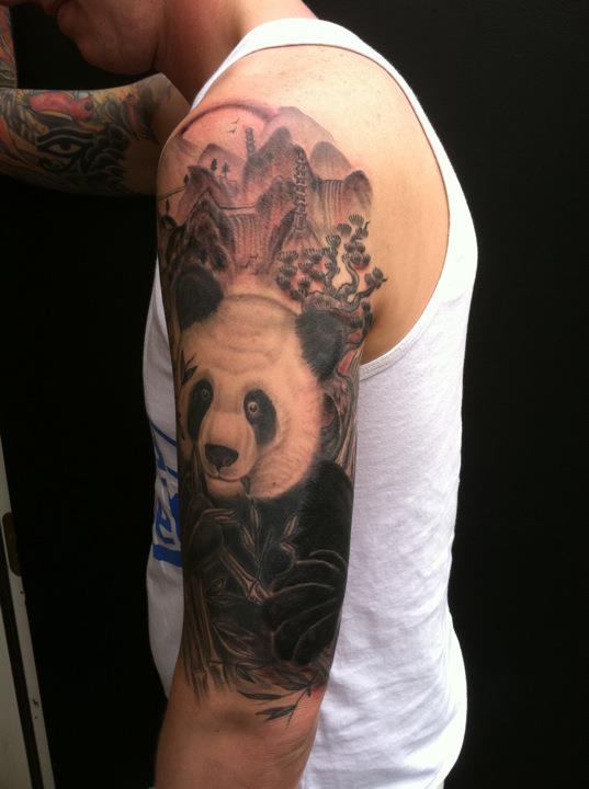 Japanese Panda Tattoo On Shoulder