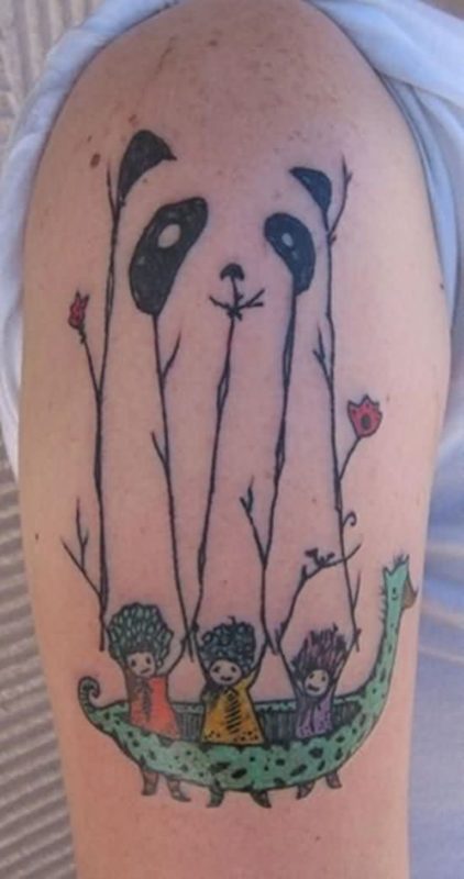 Lovely Designer Panda Shoulder Tattoo