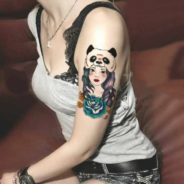 Panda Head Tattoo On Shoulder