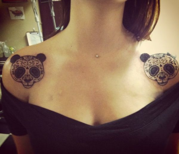 Panda Tattoo On Both Shoulder