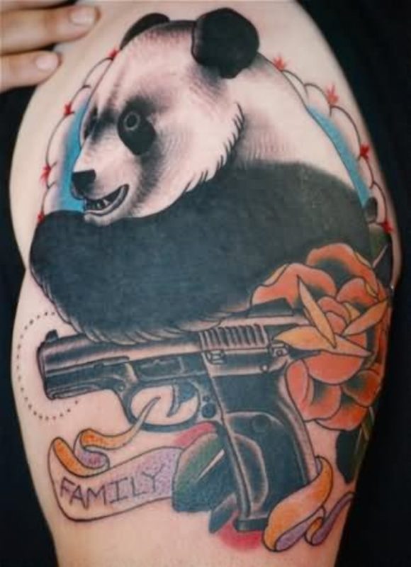 Panda With Gun Tattoo