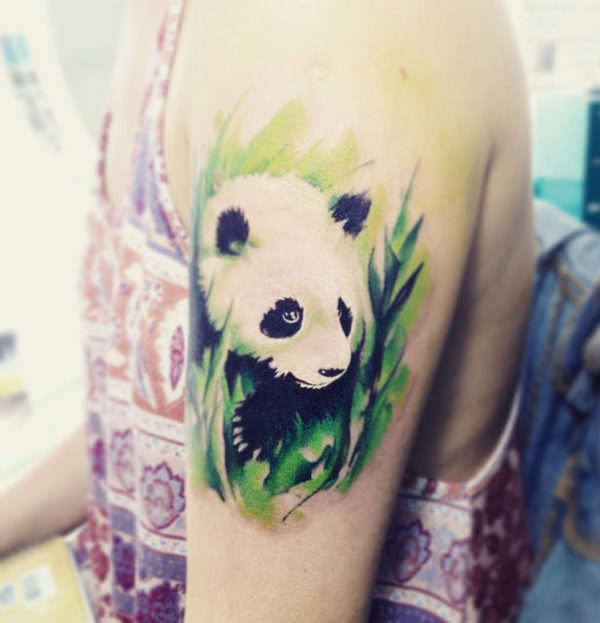 Pretty Panda Shoulder Tattoo