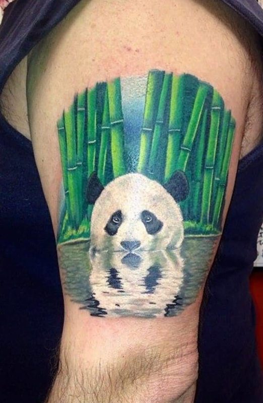 Realistic Panda Tattoo On Shoulder