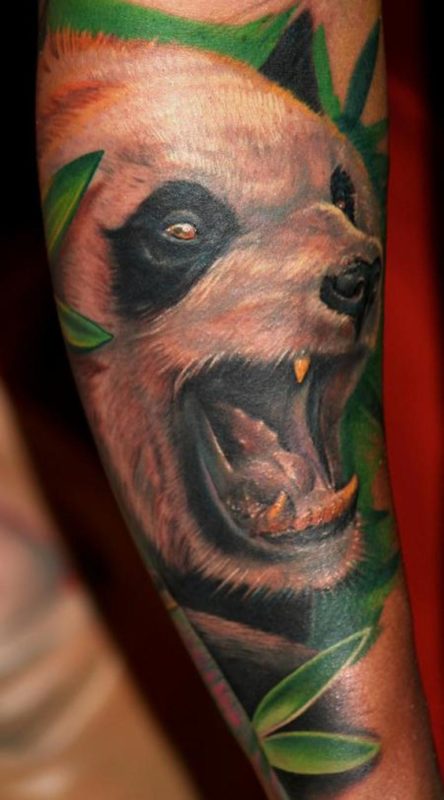 Roaring Panda Shoulder Tattoo