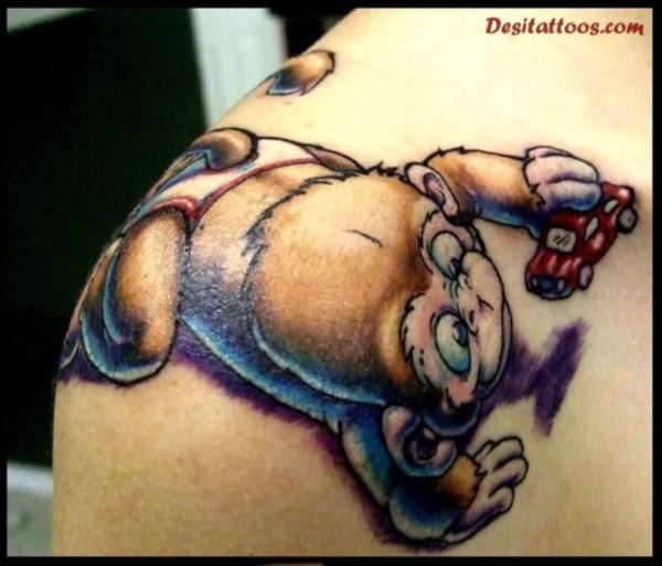Small Monkey Tattoo On Shoulder