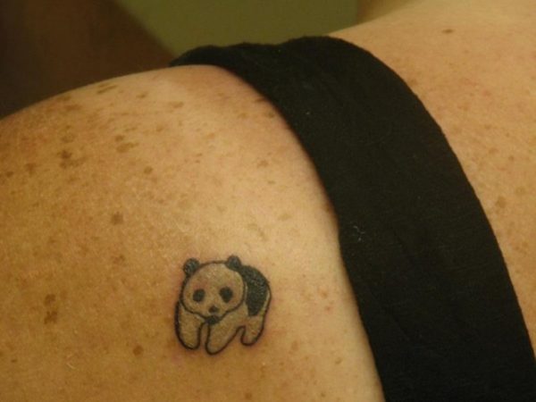 Tinny Panda Shoulder Tattoo Design