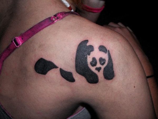 Tribal Panda Tattoo On Shoulder