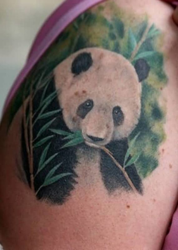 Wonderful Panda Tattoo On Shoulder !